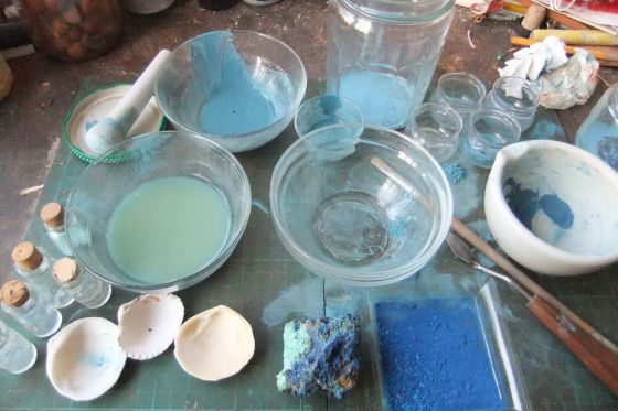 bereiding van azuriet en levigatie