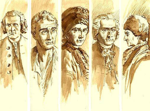 ontwerpen voor boekenleggers 5x J.J. Rousseau