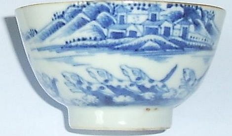 oud chinees kommetje, landschap met jachthonden