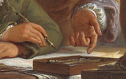 krijthouder op schilderij van Abraham van Strij