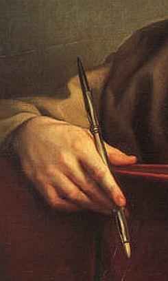 Krijthouder op zelfportret van Anton Raphael Mengs