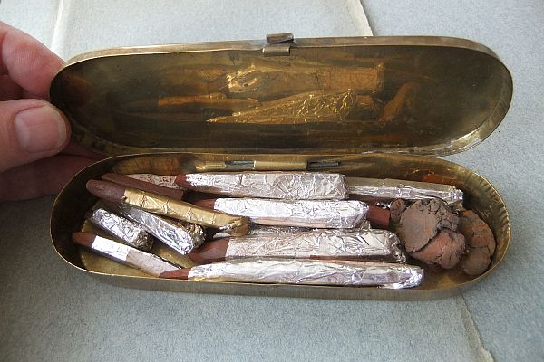 koperen doosje voor krijtstiften