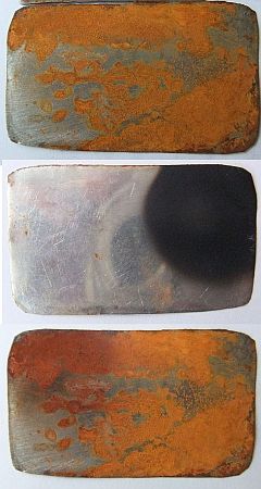 gele oker en rode oker (ijzerroest en hematiet?)